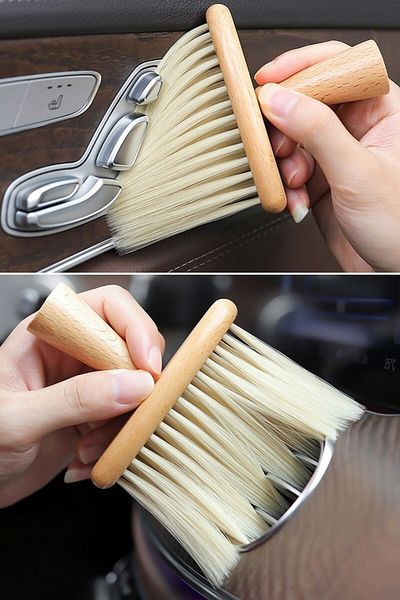 Buffer ® Soft Bristle Brush Detailed Dust Removal Cleaning Brush With Wooden Handle For Car
