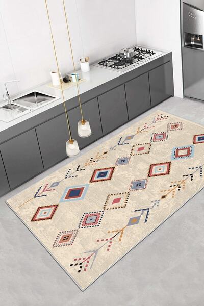 Thalia Home Dijital Baskı Kaymaz Taban Yıkanabilir Mutfak Halısı Yolluk