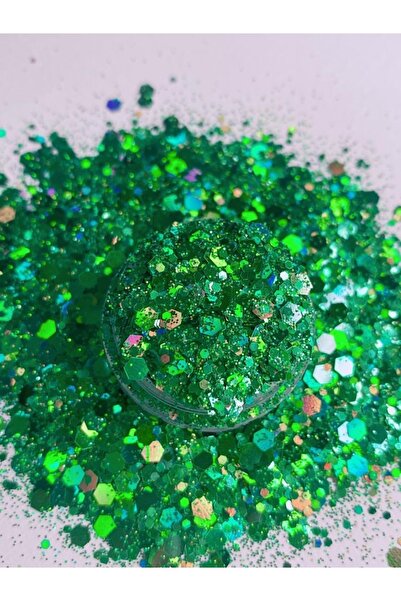 Sirius Hobi Epoksi Reçine Lime Green Tırnak Makyaj Chunky Glitter 8 gr Hologramlı Sim 2x4gr Kutulu