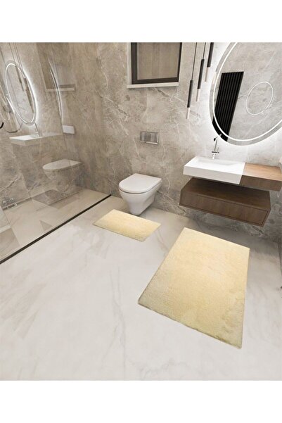 Sarar Peluş Vizon Kaymaz Taban Banyo Paspas Takımı 2'li 50x60  100x60