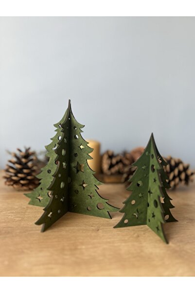 Kedirengi Ahşap Mini Çam Ağacı 2li Set