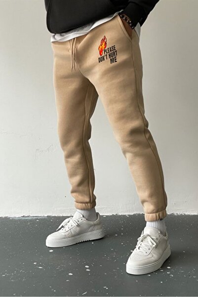 prtnc protonic بنطال رياضي مرتفع مطبوع باللون البيج للجنسين