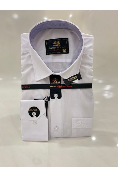 Daniel Picasso Comfortable Cut Plain Cotton White Men's Dad Shirt