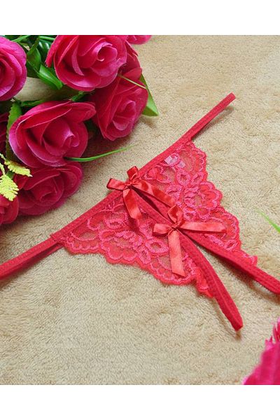 Tina Wear 81017-k Red Lace Fancy Thong Küiot - Model Mid-Open