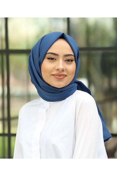 Narine Γυναικείο Hijab Βαμβακερό Σάλι Cazz Model-indigo