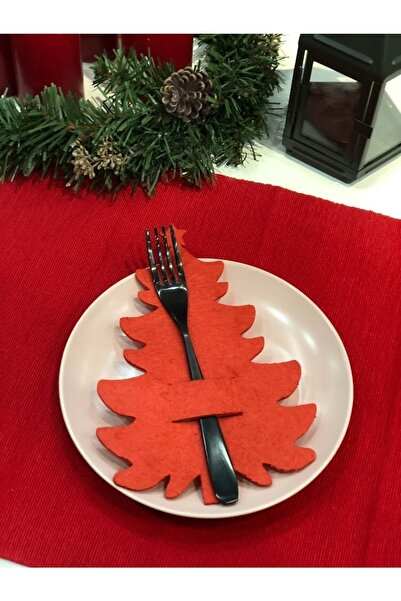 Denseden Червен 6-компонентен декоративен държач за лъжици с мотив на бор - к...