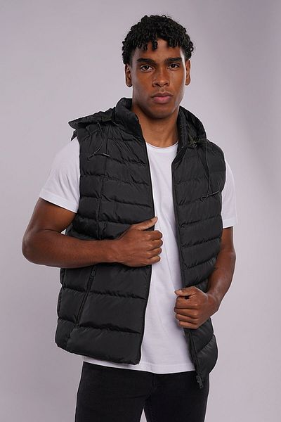PIQUE Yamaç Men's Black Hooded Puffer Vest