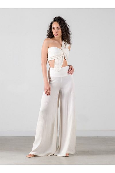 Barine Ecru Color - Wide Leg Women's Trousers