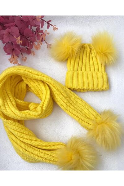 ŞAPKAKİDS Yellow Scarf Set