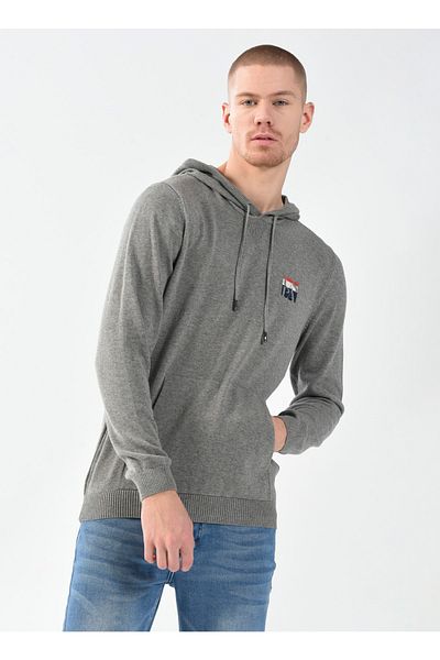 U.S. Polo Assn. Hooded Collar Gray Melange Men's Sweater Herman