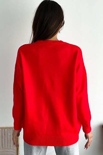 FEMELLE Women's Orange Standard Size Oversize Knitwear Sweater