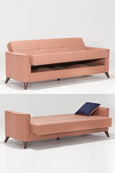 Modalife Star Üçlü Kanepe Yataklı/sandıklı - Somon