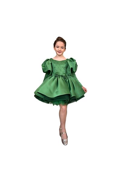 zühre balaban Berra Green Girl's Evening Dress Dress Girl Dress Toddler Dress