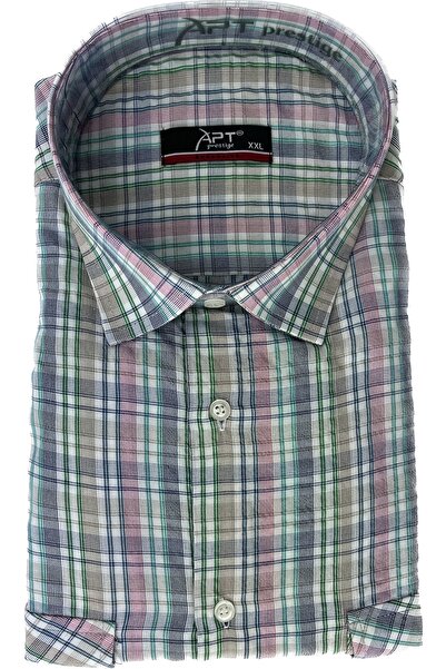 APT PRESTIGE قميص رجالي كبير الحجم منقوش بجيب مزدوج