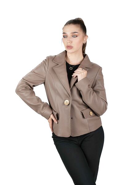 Clara's Brownısh Napa Leather Jacket, Sportmax Sivri Yakalı Ceket
