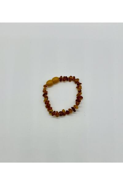 Disse Kehribar Karamel Renk Baltık Sertifikalı Doğal Kehribar Bebek Bilekliği