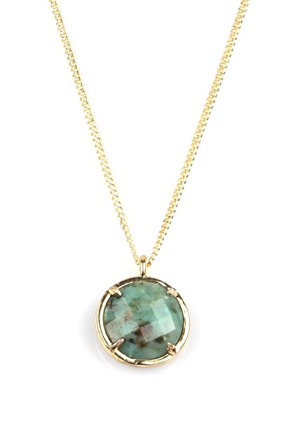 Alibaba Doğaltaş قلادة ذهبية اللون من الحجر الطبيعي الفيروزي الأفريقي