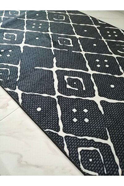 Padişah Halı Kenza Siyah Yıkanabilir Kaymaz Taban Halı Kesme Yolluk