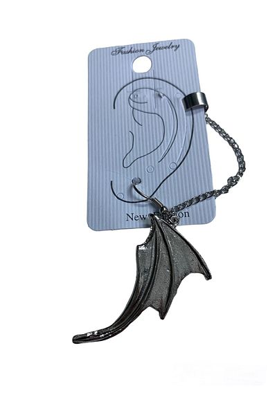 Köstebek Gothic Dragon Wing Single Tragus Compression Chain Wrap Cartilage Earrings