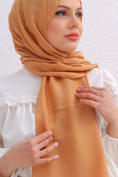 FRESCO SCARFS Γυναικείο Hijab Μεταξένιο Βαμβακερό Ζακάρ G Σάλι*μουστάρδα