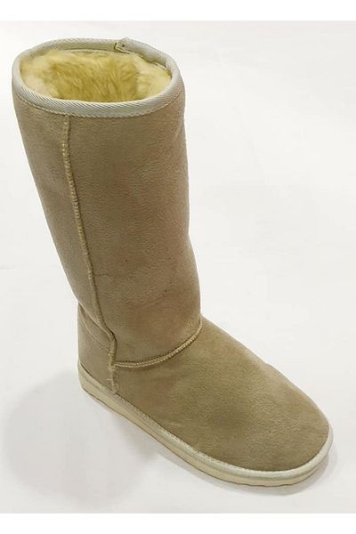 Mille Γούνινες Γυναικείες Μπότες Ψηλές Classic Size Beige 308-02