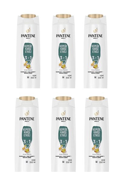 Pantene 350 Ml*6 Pieces Shampoo - Effective Against Dandruff and Shampoo (Campagne Set)