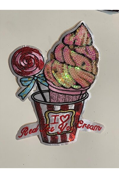 Gönülden Tasarım 20x15cm Paillete adezive cu fier de calcat Broderie cu paiete Broderie Con de înghețată Applique Accesoriu pentru plasturi