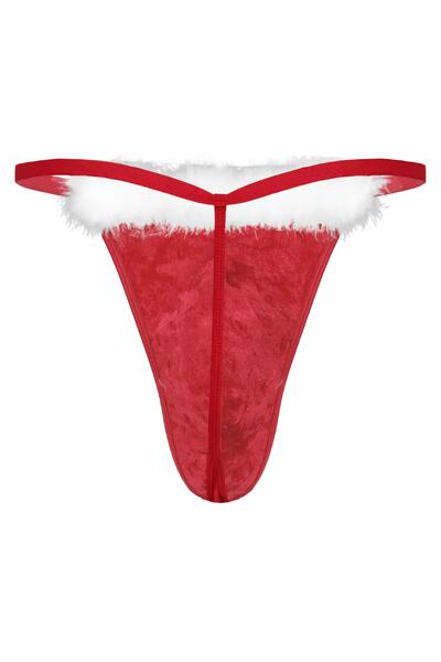 NSM Men's Red New Year's Velvet String Thong