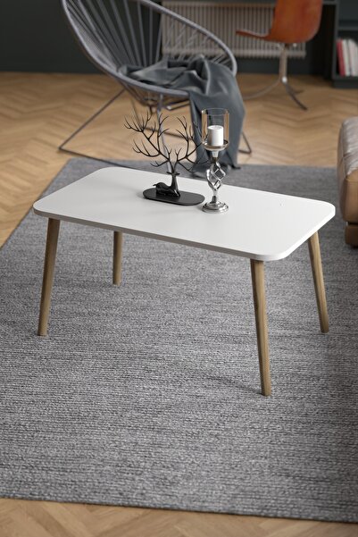 Cosargroup Orta Sehpa Ahşap Torna Ayak Mermer Desen 50x90