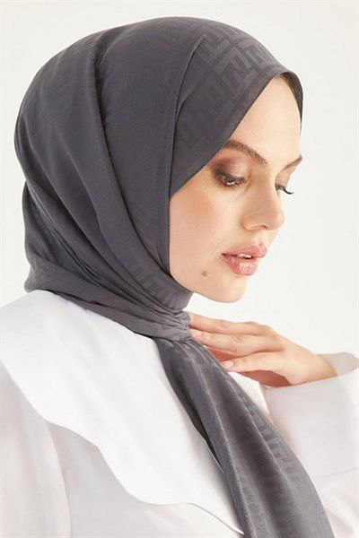 FRESCO SCARFS Γυναικείο Hijab Silky Cotton Jacquard F Pattern Shall*smoked