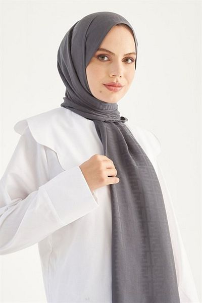 FRESCO SCARFS Γυναικείο Hijab Silky Cotton Jacquard F Pattern Shall*smoked