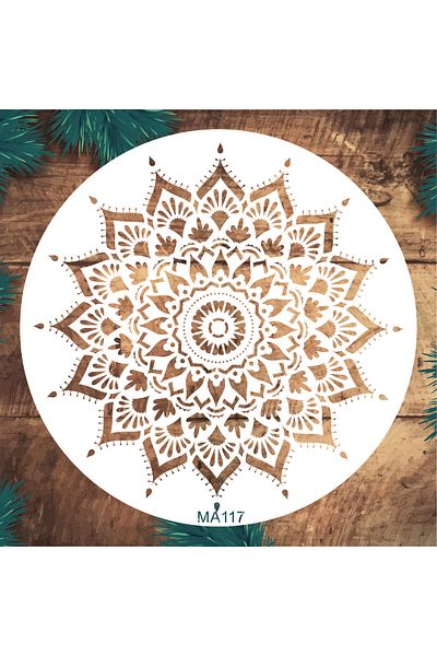 STENCİLTASARIM Stencil Design Ma117 Mandala Wall Wooden Glass Painting Pattern