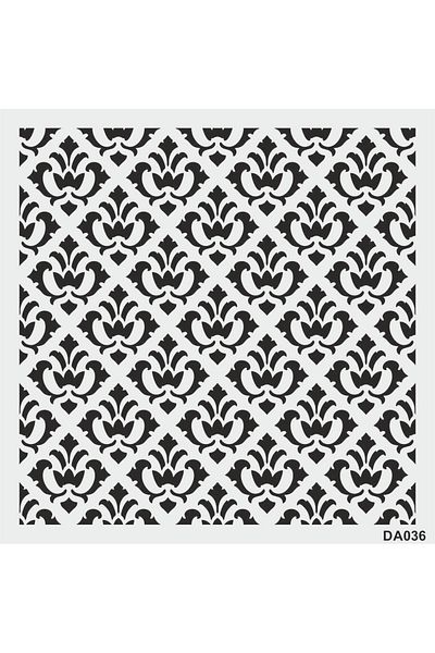 STENCİLTASARIM Damask Patterned Stencil Design Da036 - Wall and Wooden Glass Painting