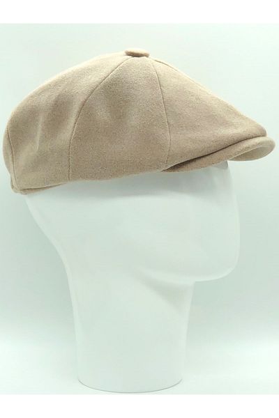 Hoppe Winter Woolen 8 Piece Cashmere Beige British Style Peaky Blinders Cap Hat