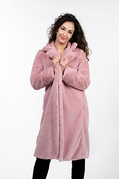 KürkZone Kadın Yumuşacık Peluş Kürk Kaban