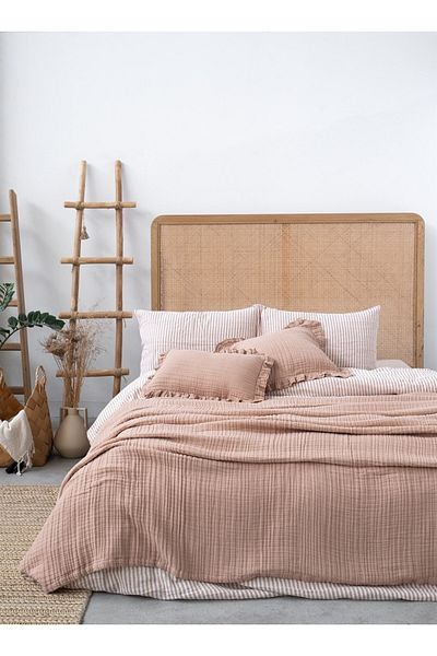Barine مفرش سرير من الكتان باللون البيج - 200x220