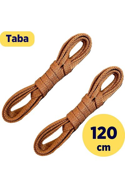 Foottab 120 Cm Tan Flat Waxed Laces, Cotton Knitted Boots Shoelaces
