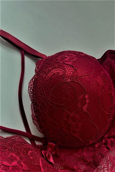 Betimoda Γυναικείο Δαντελένιο Claret Red Σετ - Unsupported