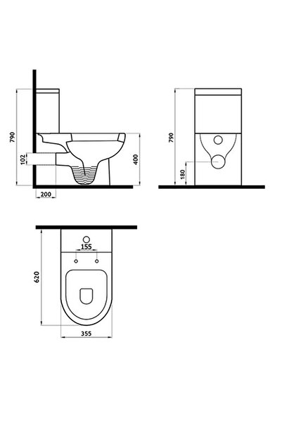Newarc Modern Siyah Klozet Rezervuar Iç Takım Yavaş Kapanır Kapak 3822b