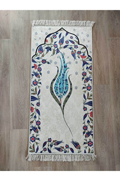 PAWWY Prayer Rug Turquoise Tulip Pattern Soft Prayer Rug Set Prayer Prayer Rug and Pearl Prayer Beads