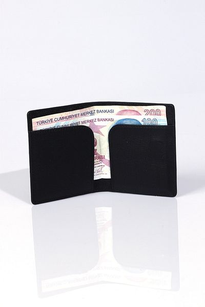 Grande Gande 762 Genuine Leather Wallet & Card Holder Magnet Closure With Paper Money Compartment Black
