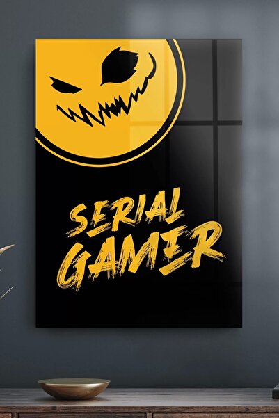 Decovetro Tablă de sticlă portocalie Serial Gamer cu inscripție