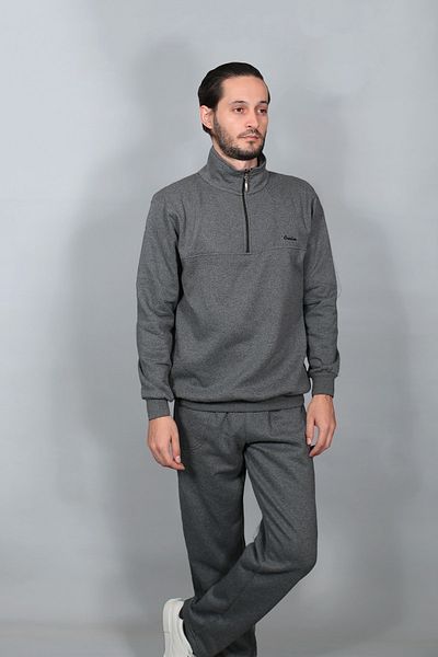 AKT Men's Anthracite Turtleneck Comfortable Fit Half Zipper Tracksuit Set