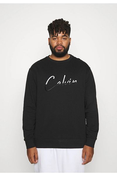 Calvin Klein Logo Crew Neck 100% Organic Cotton Men's Sweat K10k108603 Beh Black