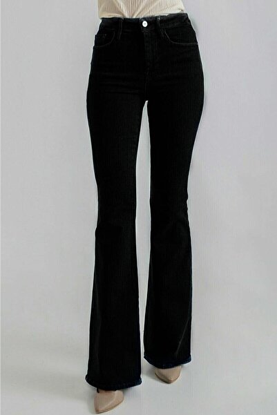 LİMABEL Ikon Spanish Flare Jeans Colorfast Μαύρο Ισπανικό τζιν Ψηλόμεσο τζιν παντελόνι