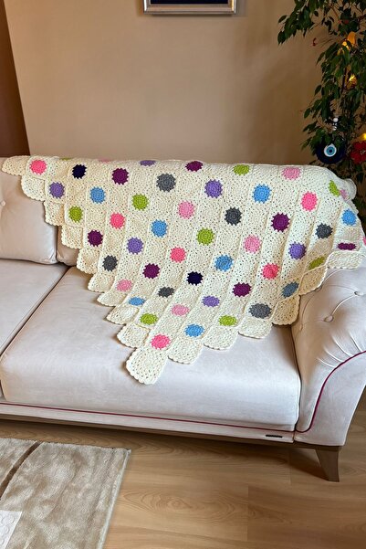 nftart.design Beyazım - El Örgüsü Koltuk Şalı & Diz Battaniyesi & Tv Battaniyesi