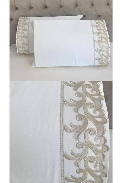Çeyiz Bahçesi Κάλυμμα μαξιλαριού κρέμας Ivy Cappuccino French Guipure 50&70