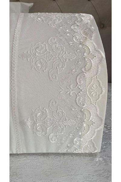 Çeyiz Bahçesi Mahidevran Laced Cream Μαξιλαροθήκη 2 τεμαχίων