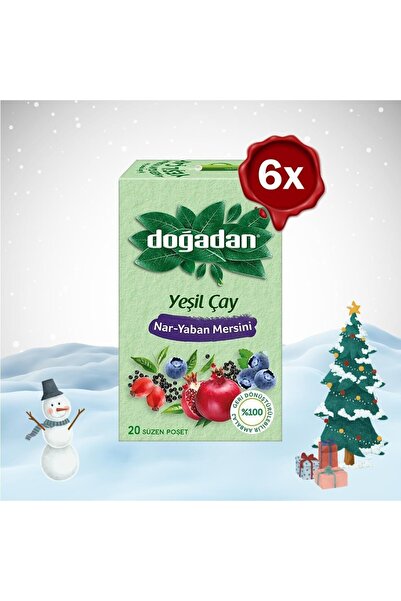 Doğadan باقة رأس السنة الجديدة شاي أخضر رمان توت 20 عبوة × 6