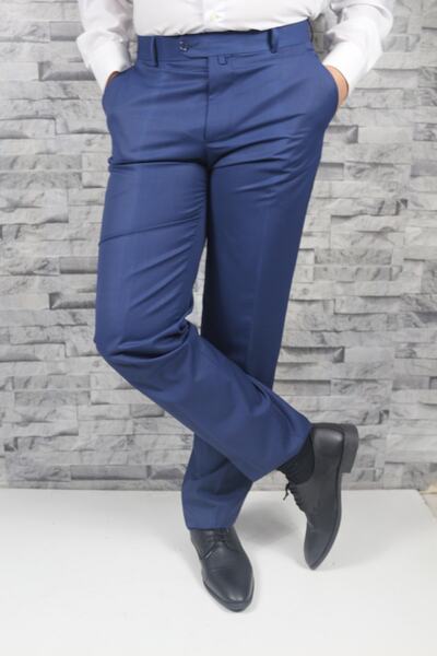 Bilgiçler Erkek Kılasik Kesim Kumaş Pantolon Mavi